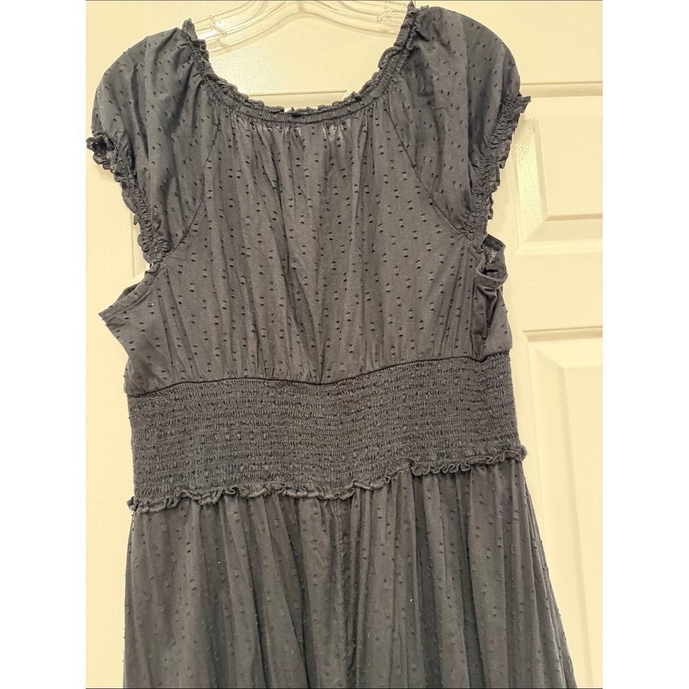 Old Navy Black Embroidered puff sleeve Tiered Maxi Dress peasant goth - Picture 4 of 10